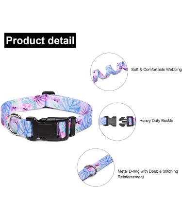 Suredoo Adjustable Dog Collar - Soft Nylon for Small & Medium Dogs - Purple Flowers (L 38-63 cm) - Buy Online on GoSupps.com