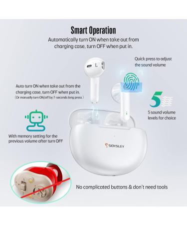 Sensley S01 Rechargeable Hearing Aids for Seniors & Adults - Noise Canceling Invisible Amplifier with Portable Charging Case (Pearl White) - Buy Online on GoSupps.com