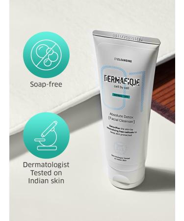 Absolute Detox Facial Cleanser 100ml with Bio-Active Cellulose Beads Face Wash Enriched with Vitamin E & Pomegranate Extracts | Soap Paraben & Alcohol Free | Dermatologist Tested Face Cleanser - Buy Online on GoSupps.com