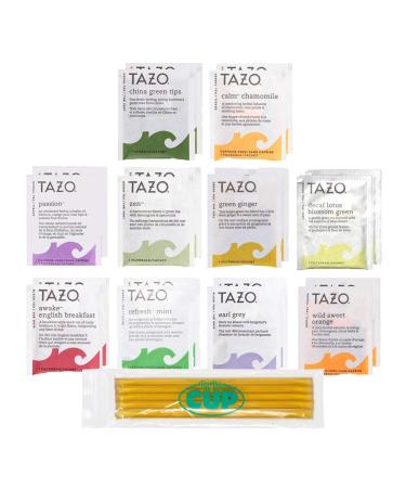 Tazo Tea Bags Sampler 20 Count Variety Gift Box 10 Different Flavors with By The Cup Honey Sticks - Buy Online on GoSupps.com