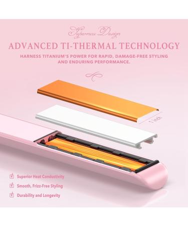 2 in 1 Titanium Hair Straightener & Curler | 100% Pure Ti-Thermal Flat Iron | Professional 1-Inch Styling | Black Gold Pink - Buy Online on GoSupps.com