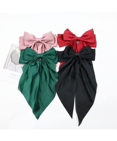 Cinaci 4 Pack Satin Silk Oversized Bow French Barrettes - Perfect Hair Accessories for Women, Girls, Teens - Buy Online on GoSupps.com