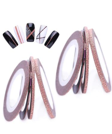 8 Rolls Rose Gold Nail Striping Tape Line Decoration Matte Texture Nail Striping Decal Foil Tips Tape Line for DIY Nail Art Decorations