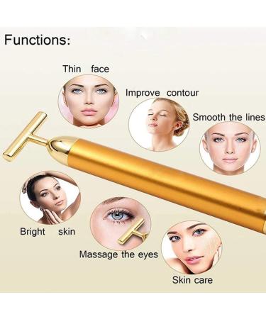 24K Gold Electric Facial Massage Roller - Anti Aging Vibrating Beauty Bar for Tightening & Firming - Silver Skin Care Tool - Buy Online on GoSupps.com