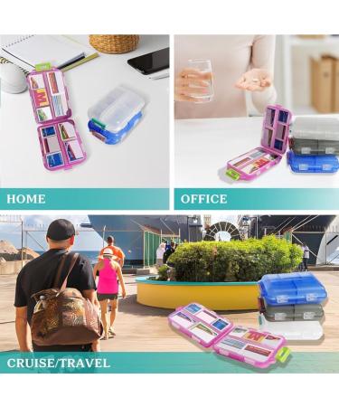 Travel Pill Organizer with 560 Labels - Small 10 Compartment Medicine Box | Essential Travel Kit (Gray - Buy Online on GoSupps.com