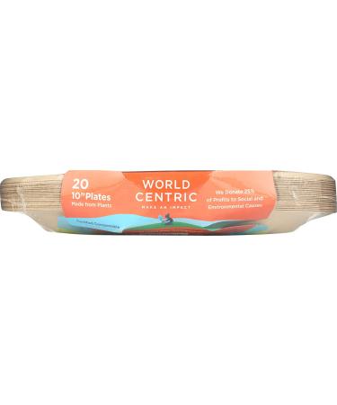 Compostable 10-Inch Fiber Ripple Edge Plates - 20 Pack | World Centric Wheat Straw & Bagasse - Buy Online on GoSupps.com