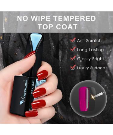 VENALISA 2 Pcs 15ml Gel Nail Polish Base and Top Coat Set - Long Lasting High Gloss No Wipe Soak Off LED Gel Kit - Buy Online on GoSupps.com