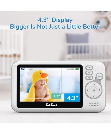 Taktark Baby Monitor with Camera - 4.3 Video Babyphone Night Vision Intercom Digital Zoom & Temperature Monitoring - BM612-EU - Buy Online on GoSupps.com