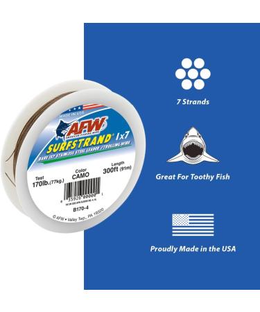 American Fishing Wire Surfstrand Bare Leader Wire - Stainless Steel 1x7 Camo 20 lb / 30 ft | International Shipping Available - Buy Online on GoSupps.com
