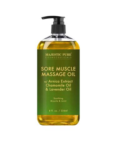 MAJESTIC PURE Arnica Sore Muscle Massage Oil for Body - Best Natural Therapy Therapy Oil with Lavender and Chamomile Essential Oils - Warming, Relaxing, Massaging Joint & Muscles - 8 fl. oz.
