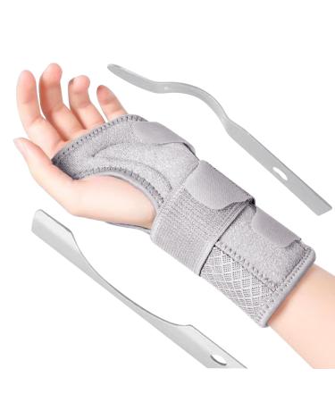 Milaiun wristwear with metal-style stabilizer-adjustable day-night manual bandage for men women's manual bandages for tendinitis arthritis (m/l left hand gray) Gray L/XL-Linke Hand