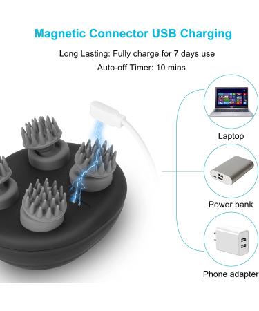 Portable Electric Scalp Massager IPX7 Waterproof Cordless with 5 Kneading Modes & 96 Nodes - Ideal Gifts for Scalp Stress Relief - Black (Magnetic Charging) - Buy Online on GoSupps.com