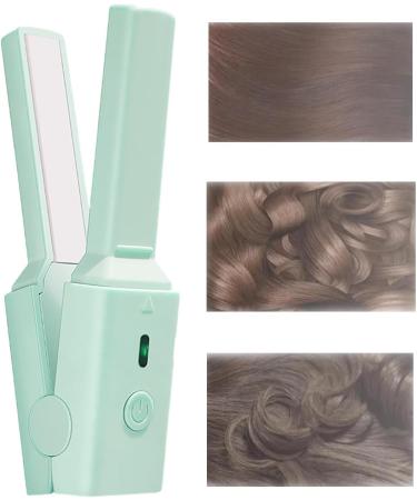 Small Curling Iron USB Plug-in Hair Straightener Curler | Multifunctional Straight and Curly Hair Wand for Girls and Teens Pochy Green - Buy Online on GoSupps.com