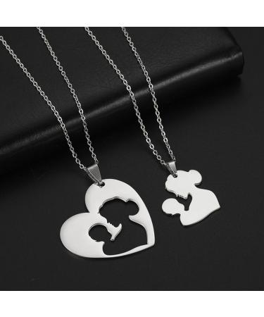 Oralgo Handmade Heart-Shaped Necklace Set for Mother & Daughter - 2 Gold Collarbone Chains Perfect Gift! - Buy Online on GoSupps.com
