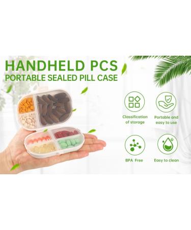 Dynippy Daily Pill Organizer - Portable 7-Compartment Pill Case for Travel | Small Vitamin & Medicine Holder in White - Buy Online on GoSupps.com