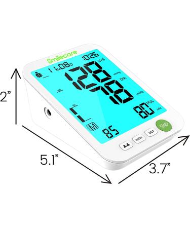 Smilecare Blood Pressure Monitor Upper Arm for Home Use - Accurate BP & Pulse Rate Monitoring with Wide Adjustable Cuff 22-42cm - Large LCD Display - Buy Online on GoSupps.com