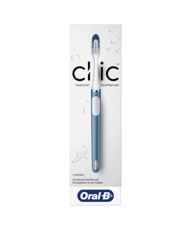 Oral-B Clic Toothbrush  Alaska Blue  with 1 Replaceable Brush Head and Magnetic Toothbrush Holder Metallic Alaska Blue