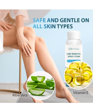 Nature Nation Hair Removal Spray Foam - 7.17 oz - Aloe Vera & Vitamin E Formula - Painless Hair Removal Cream for Women and Men - Buy Online on GoSupps.com