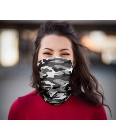 Multifunctional Neckerchief Tube Scarf for Women & Men - Breathable Camouflage Gray Round Scarf for Sports & Motorcycle Use - Buy Online on GoSupps.com