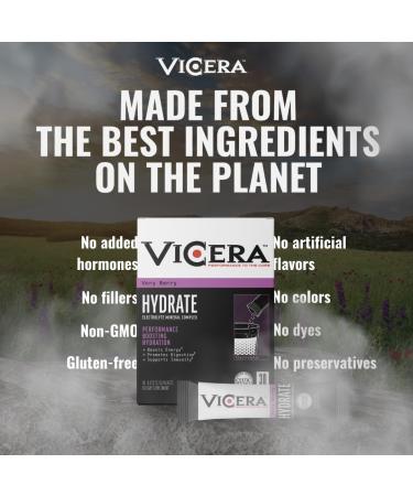 VICERA Electrolyte Powder Very Berry Flavor Hydration Packets with Celtic Sea Salt Magnesium Calcium Choline Potassium Probiotics and Trace Minerals Gluten Free Drink Mix Non GMO 30 Count - Buy Online on GoSupps.com