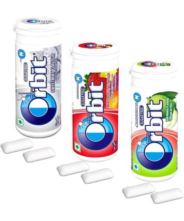 Orbit Sugar Free Chewing Gum Tub 22g - 3 x Mixed Flavours of Orbit Chewing Gum Tub 22g (Mixed Fruit Raw Mango Sweetmint) - Buy Online on GoSupps.com
