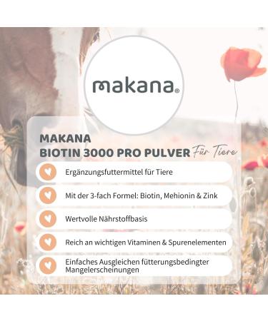 Makana Biotin 3000 PRO Powder for Horses - 1000g Bag | Premium Horse Supplements International Shipping - Buy Online on GoSupps.com