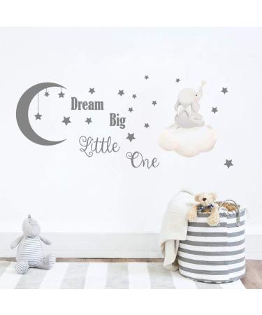 Runtoo Dream Big Little One Elephant Wall Stickers - Inspirational Quotes for Kids Bedroom, Playroom & Nursery Decoration - Buy Online on GoSupps.com