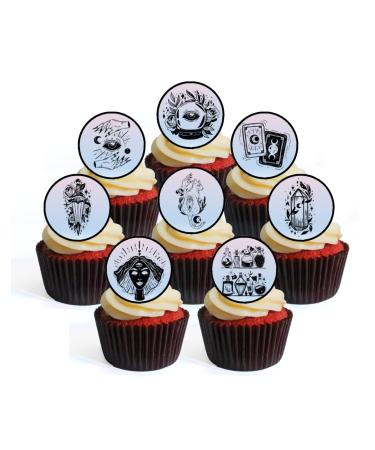 24 Celestial Magick Theme #1 Edible Premium Thickness SWEETENED Vanilla Wafer Rice Paper Discs Cupcake Toppers/Decorations