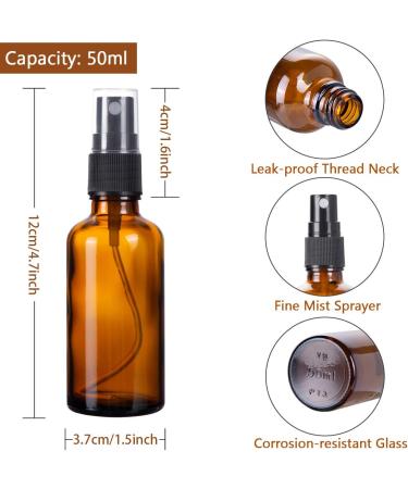 5 Pack Amber Glass Spray Bottles 50ML Empty Fine Mist Spray Bottle for Cleaning Perfume Cosmetic Sprays Black Nozzle - Buy Online on GoSupps.com