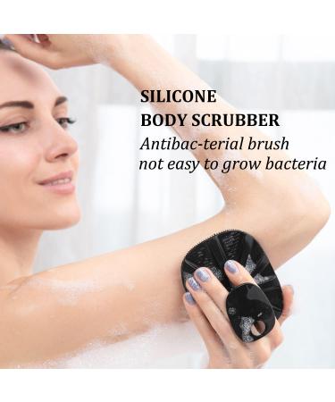 YEADMAL Exfoliating Silicone Body Scrubber 2 Pack - Bath Shower Brush for Men Women - Cleansing & Massaging Body - Removes Dirt and Dead Skin Cells - Ideal for Oily and Sensitive Skin - Black + Dark Blue - Buy Online on GoSupps.com