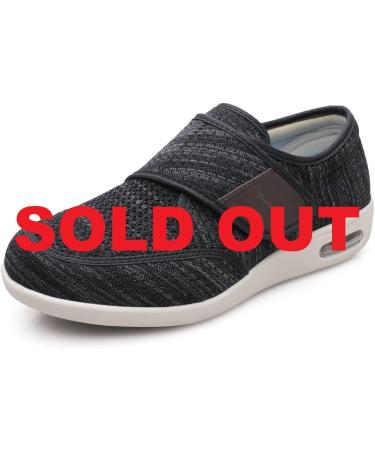 Denacare Men's Wide Width Walking Shoes - Lightweight & Adjustable for Diabetic Edema, Plantar Fasciitis, Bunions, Arthritis - Size 10.5 Wide, Black - Buy Online on GoSupps.com