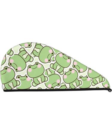 Cute Frog Microfiber Hair Towel | Soft & Super Absorbent Coral Velvet Wrap for Long Curly & Thick Hair - Quick Dry Cap for Women - Buy Online on GoSupps.com