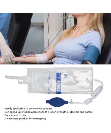 1000ml Medical Pressure Bag TPU Infusion Bag with Good Air Tightness for Emergency Doctors Blood Transfusion Pressure Cuff Outdoor Emergency Accessory - Buy Online on GoSupps.com