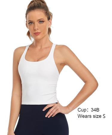 HeyNuts Longline Zeal Sports Bra | Medium Impact | Wirefree | Workout Tank Top | Removable Pads | A-D Cups | White - Buy Online on GoSupps.com