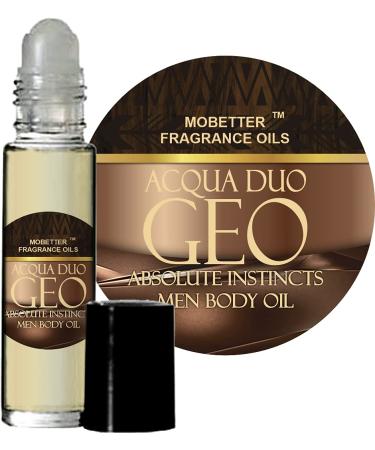 Aqua Duo Geo Absolute Instincts Cologne Body Oil for Men (10ml Roll On) by Mobetter Fragrance Oils