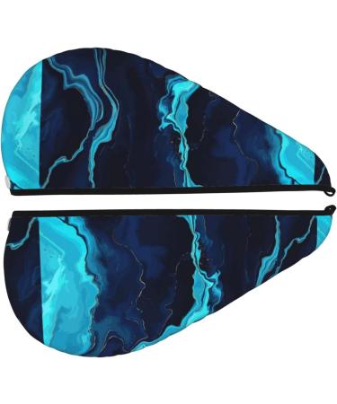 Hair Towel Wrap - Quick Drying Turban with Button | Blue Marble & Gold - Perfect for All Hair Types - Buy Online on GoSupps.com