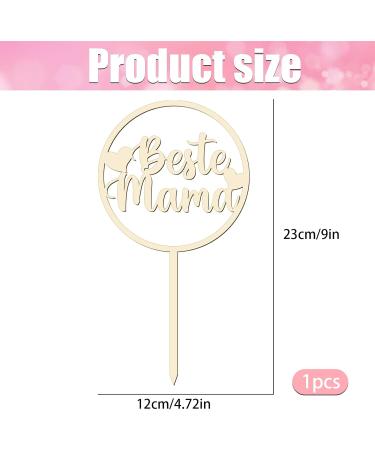 Best Mom Cake Topper | Wooden Mom Cake Decoration for Birthdays & Mother's Day | 15 x 23 cm - Buy Online on GoSupps.com