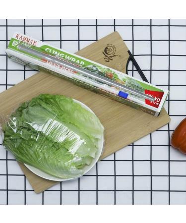 KAMMAK Plastic Wrap with Slide Cutter 12 Inch X 300 Sq Ft - BPA-Free, Microwave-Safe Food Service Film - Pack of 2 - Buy Online on GoSupps.com