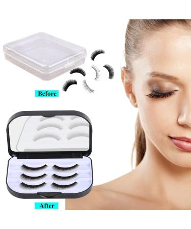 3-Layer Eyelash Storage Case with Mirror - Black | Cosmetic Organizer for Travel | Empty Eyelashes Storage Box - Buy Online on GoSupps.com