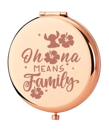 KEYCHIN Funny Cartoon Movie Pocket Mirror Hawaiian Trip Inspired Gifts Ohana Means Family Compact Mirror for Women Girls Teenagers (Oha-na Means Family-RG)