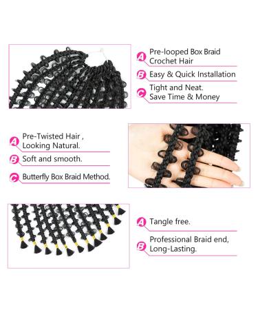 12 Inch Bob Box Braids Crochet Hair Pre-looped Butterfly Locs Jungle Box Braids 6 Packs, Knotless Flower Braids for Goddess #1B - Buy Online on GoSupps.com