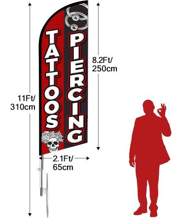 QSUM Tattoos and Piercing Themed Swooper Flag  11FT Tattoos and Piercing Advertising Feather Flag with Pole Kit  Ground Spike and Hand Bag  Tattoos and Piercing Banner Signs for Businesses and Storefronts - Buy Online on GoSupps.com