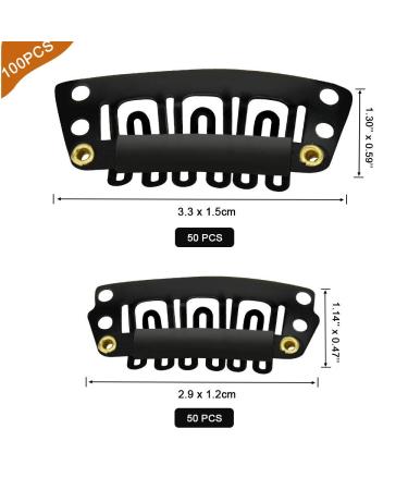 Olrwslg 100 Pcs U-Form Metal Wig Clips - Stainless Steel Hair Extension Combs (6 Teeth) for DIY - Black Tress Clips (3.2x1.6cm & 2.8x1.4cm) - International Shipping Available - Buy Online on GoSupps.com