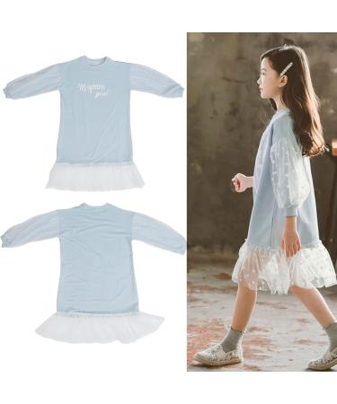 Shanrya Girls Dress - Safe Skin-Friendly Everyday Clothing | Beautiful Letter Printed Dress for School Parties & Home Trips (Light Blue 120cm) - Buy Online on GoSupps.com