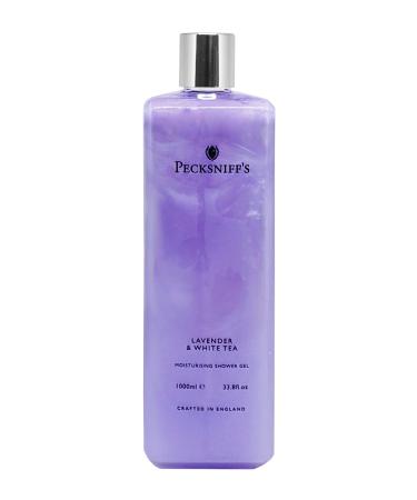 Pecksniff's 33.8 Fluid Oz Shower Gel (Lavender & White Tea) - Gentle Cleanser for Sensitive Skin - Moisturizing & Hydrating - All Natural Cruelty Free Body Wash - Vitamin B Enriched Body Wash