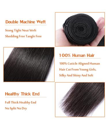 Brazilian Virgin Hair Weave Bundles - 10 12 14 Silky Straight 12A Grade Unprocessed Hair Extensions - Natural Black - 300g Total Weight - Buy Online on GoSupps.com