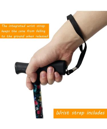 YAMTHR Printed Folding Walking Cane - Adjustable Cane for Women & Men, Supports up to 250 Pounds - Buy Online on GoSupps.com
