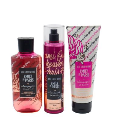 Bath & Body Works Emily in Paris CHAMPAGNE IN PARIS 3pc Bundle Gift Set with a Red Bow for Holidays - Mist Body Cream and Shower Gel - Full Size - Buy Online on GoSupps.com