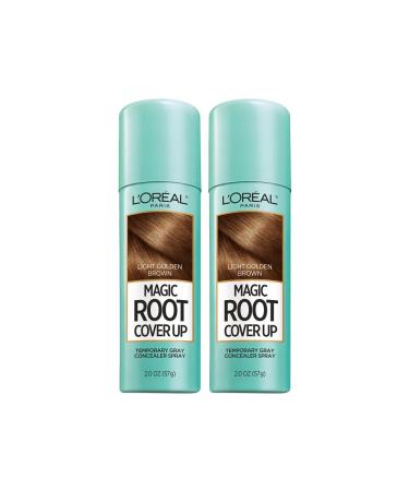 L'Oreal Paris Hair Color Root Cover Up Temporary Gray Concealer Spray Light Golden Brown (Pack of 2) (Packaging May Vary) 2 Count (Pack of 1) Light Golden Brown