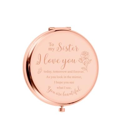 Sisters Gifts from Sister Brother Compact Makeup Mirror Valentines Day Birthday Gifts for Sister in Law Soul Sister Best Friend Teen Girls Women Graduation Gifts for Her Little Big Sister Wedding Gift